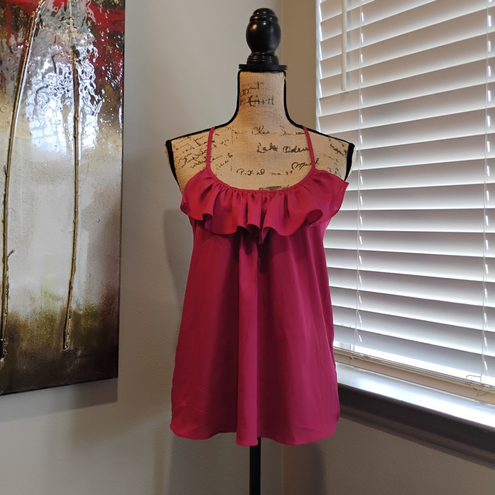 Charlotte Russe Vibrant Pink Ruffle Camisole